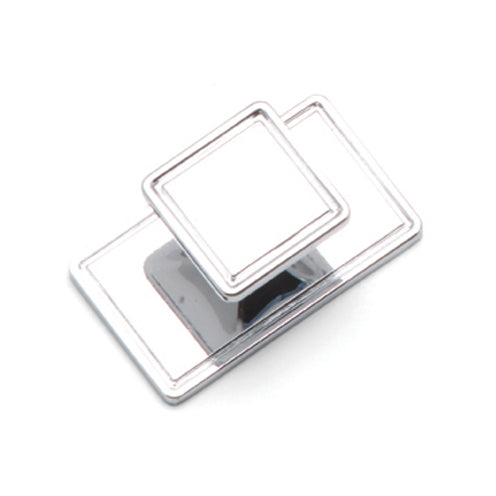 Square Knob With back Plate Handle Chrome