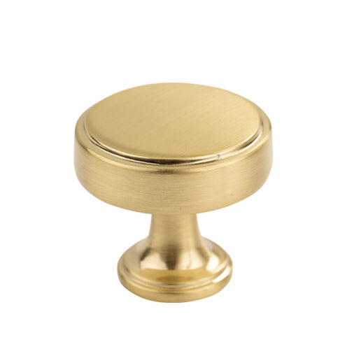 Round Knob Brushed Satin Brass Handle